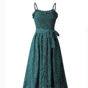 Green & White Polka Dot Dress